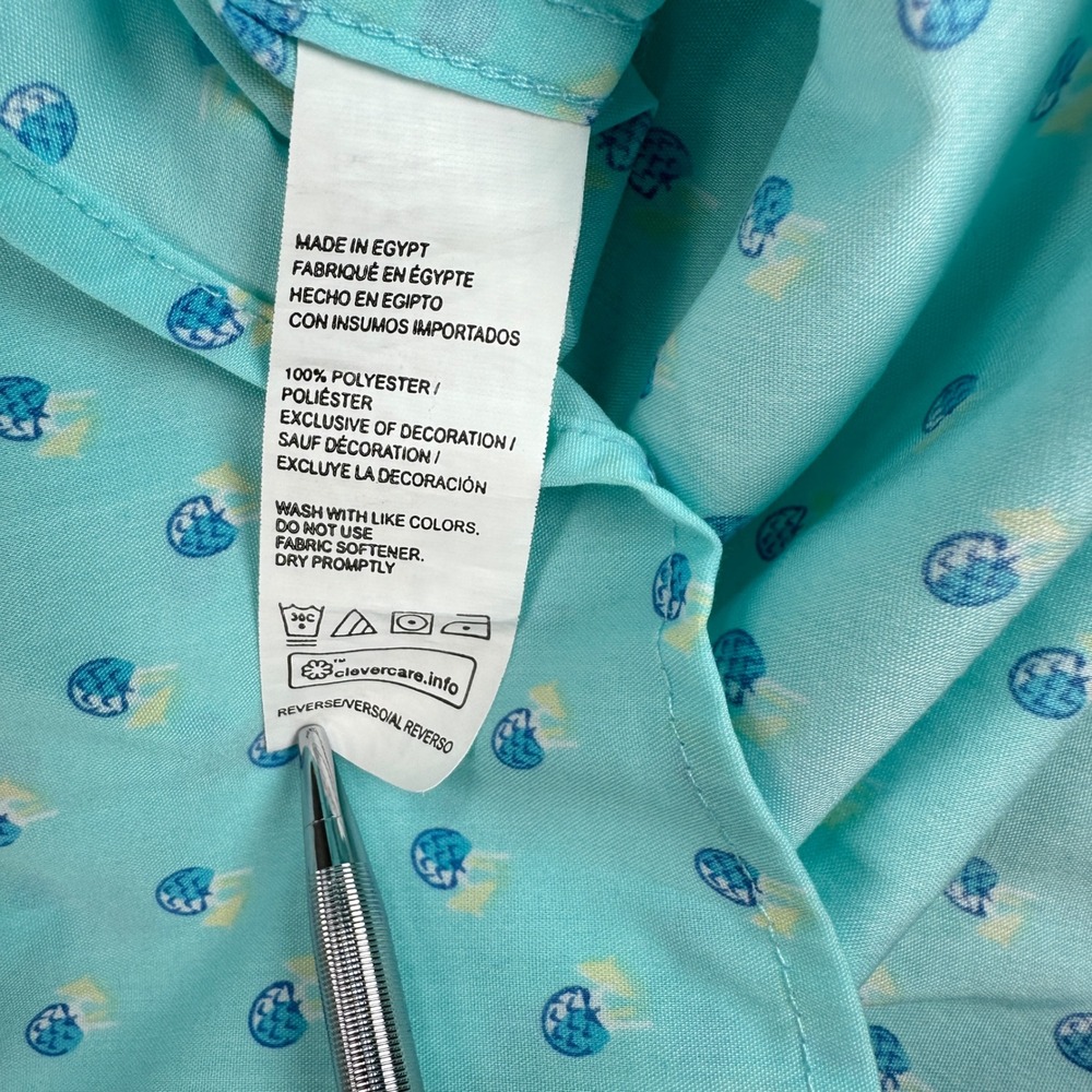 IZOD Button Down Shirt Mens XL Turquoise Blue Tropical Drink All Over Print - Picture 5 of 9